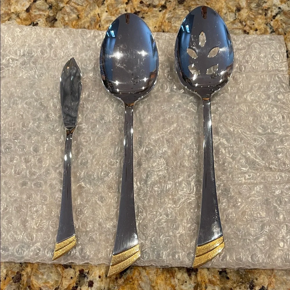 3 Pfaltzgraff Prototype Elegant Silver and Gold Serving pieces